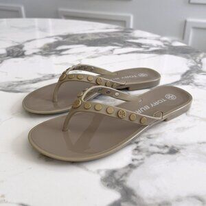 NWT - Tory Burch Studded Jelly Flip Flop - Dromedary Sand🤎